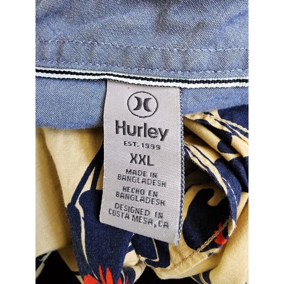 Hurley Size 2X Casual Button Front Short Sleeve Shirt - Picture 6 of 8